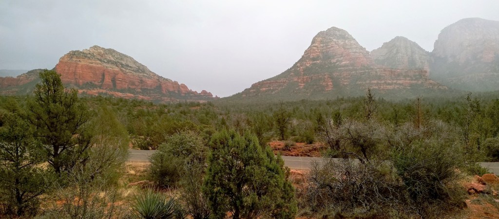 Sedona misty mountains