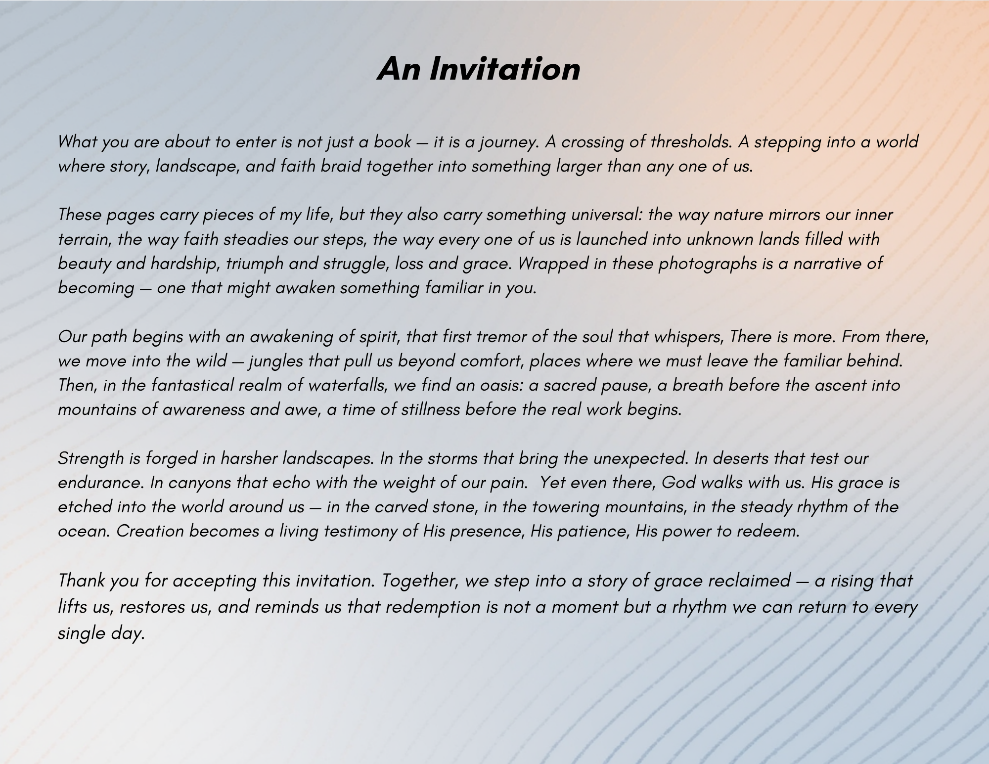 An Invitation page from Journey Into Grace