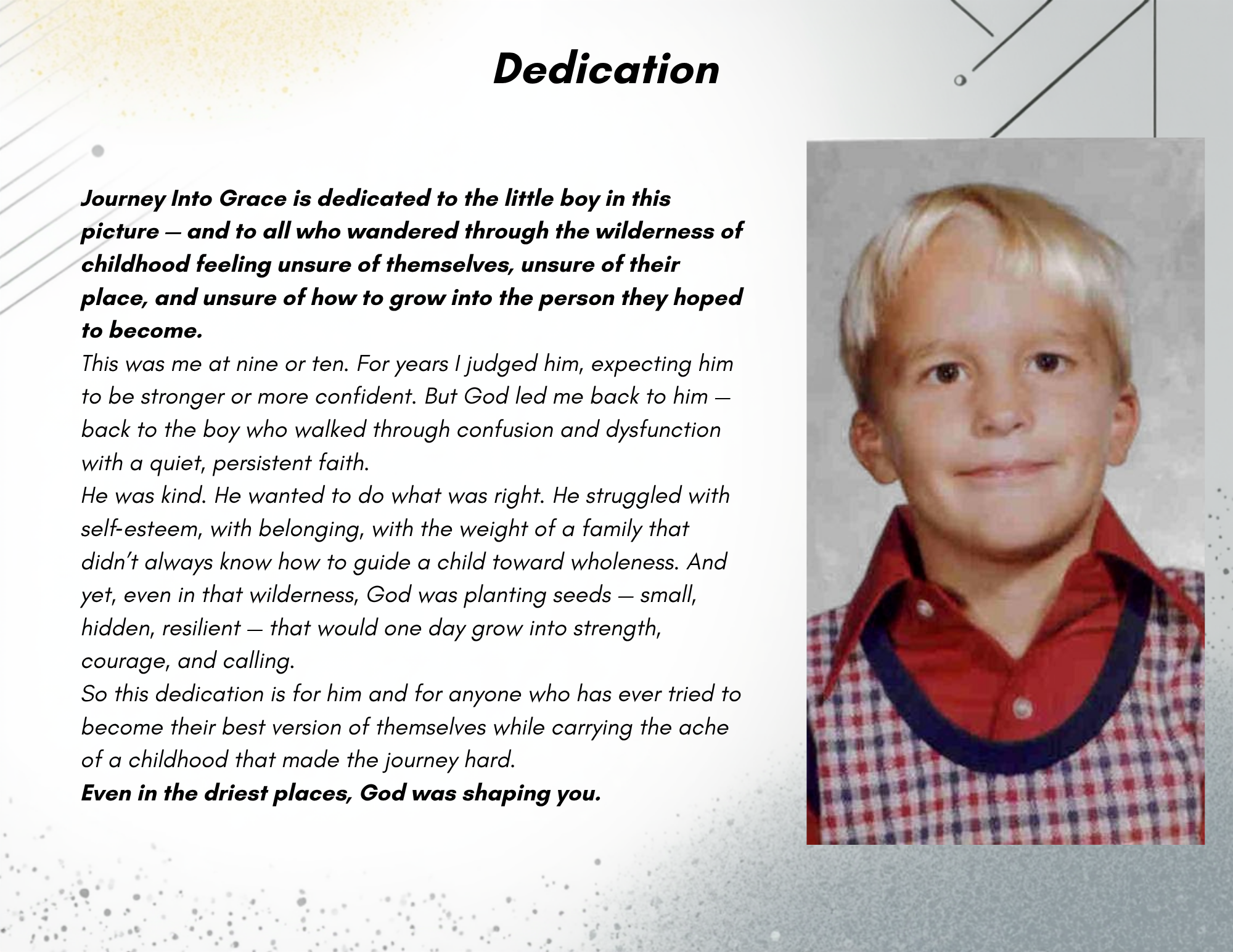 Dedication page from Journey Into Grace